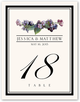 Hydrangea Flourish Flower Assortment Wedding Table Number